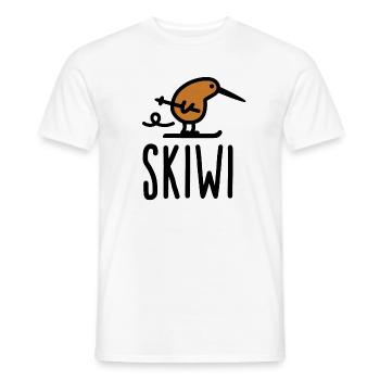 Skiwi funny kiwi New Zealand bird ski cartoon - Men's T-Shirt - white - Front - AI Model Male 178 dark (178cm)