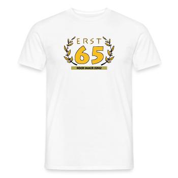 65 years - Men's T-Shirt - white - Front - AI Model Male 178 dark (178cm)