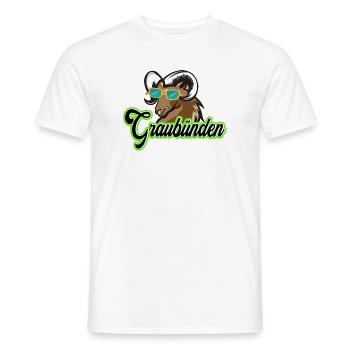 Graubünden ibex with sunglasses - Men's T-Shirt - white - Front - AI Model Male 178 dark (178cm)