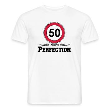 50.Geburtstag , 50 Aged to Perfection .. (25) - Men's T-Shirt - white - Front - AI Model Male 178 dark (178cm)