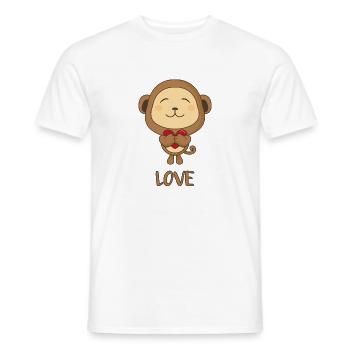 Étreinte d’amour cœur de singe - T-shirt homme - blanc - Devant - AI Model Male 178 dark (178cm)