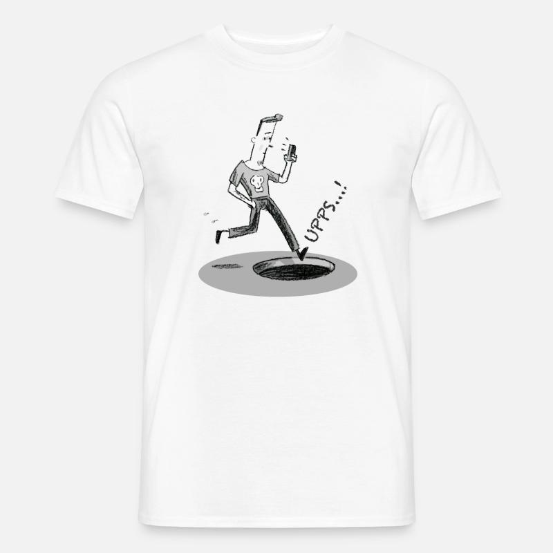Sprung ins Loch mit Smartphone - Männer T-Shirt - Weiß