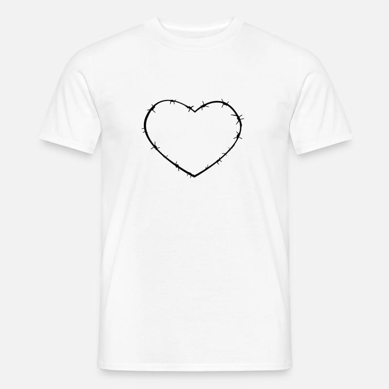Stacheldraht-Herz - Männer T-Shirt - Weiß