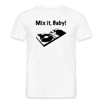 Mix it baby, DJ - T-shirt homme - blanc - Devant - AI Model Male 178 dark (178cm)