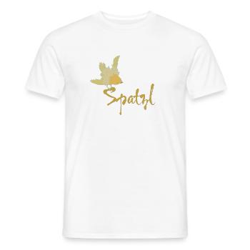 Goldener Vogel mit geschwungenem Schriftzug - Männer T-Shirt - Weiß - Vorne - AI Model Male 178 dark (178cm)