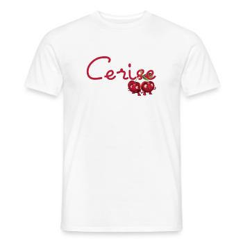 Cerises avec texte Cerise French - T-shirt homme - blanc - Devant - AI Model Male 178 dark (178cm)