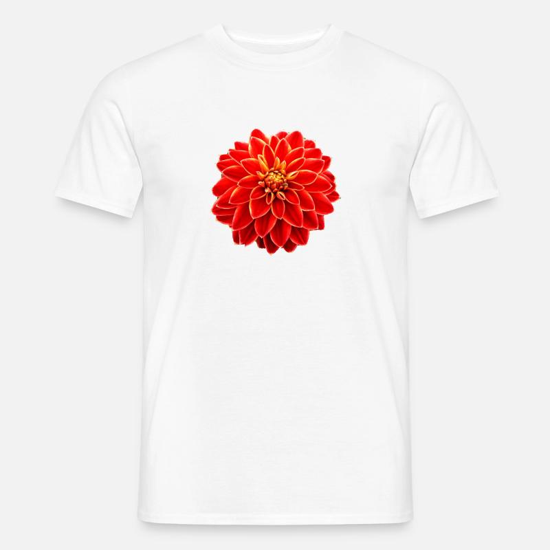 Dahlie rot - Männer T-Shirt - Weiß