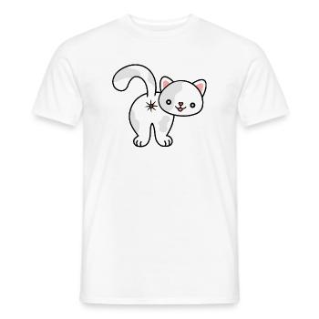 Kitten from behind, asshole, cat, kitten, ass - Men's T-Shirt - white - Front - AI Model Male 178 dark (178cm)