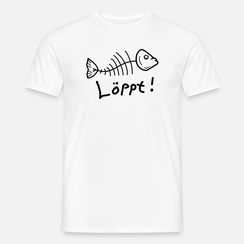 Fischgräte Löppt Läuft Plattdeutsch - Männer T-Shirt - Weiß