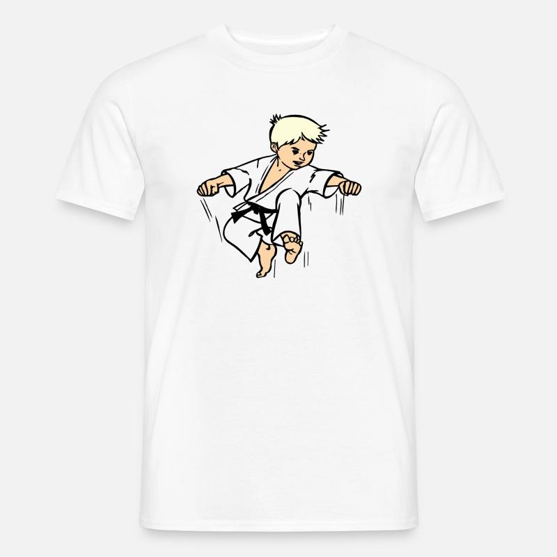 Karatekind oder Judokind mit schwarzem Gürtel - Männer T-Shirt - Weiß