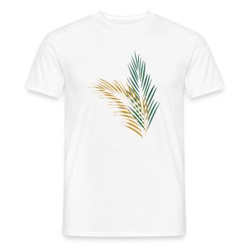 a green and a golden palm leaf - Men's T-Shirt - white - Front - AI Model Male 178 dark (178cm)