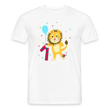 Premier anniversaire 1er année lion doux cadeau - T-shirt homme - blanc - Devant - AI Model Male 178 dark (178cm)