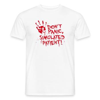 Keine Panik simulierter Erste-Hilfe-Ausbilder für Patienten - Männer T-Shirt - Weiß - Vorne - AI Model Male 178 dark (178cm)