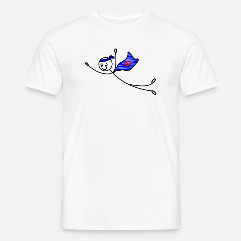 Superhelden-Strichmännchen - Männer T-Shirt - Weiß