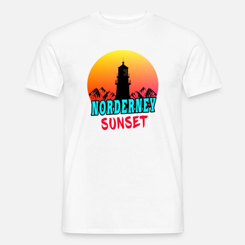 Norderney Sunset Leuchtturm Design / Geschenkidee - Männer T-Shirt - Weiß