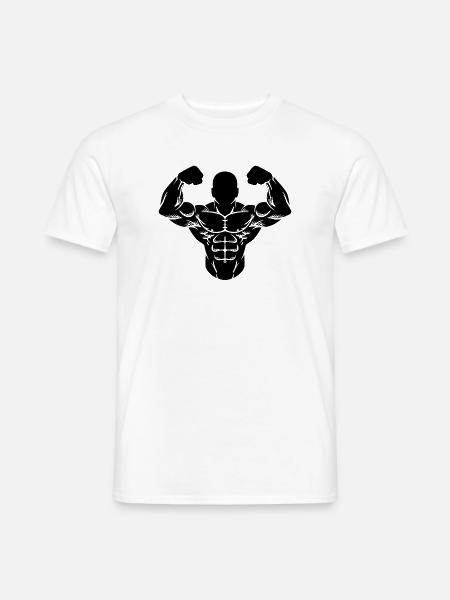 Muskelmann Bodybuilder Fitnessstudio Workout Gym - Männer T-Shirt - Weiß