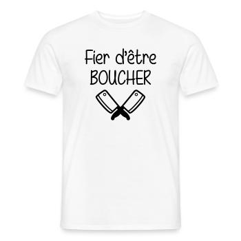 Fier d'être boucher - T-shirt homme - blanc - Devant - AI Model Male 178 dark (178cm)