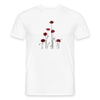 Abstrakte Blumentapete in Rot und Schwarz - Männer T-Shirt - Weiß - Vorne - AI Model Male 178 dark (178cm)