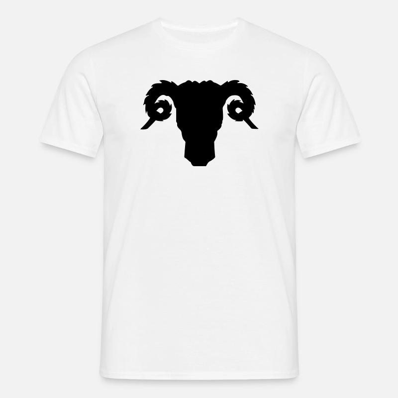 Bock- oder Rammkopfschattenbild - Männer T-Shirt - Weiß