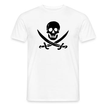 Pirate Flag Skull skull - Men's T-Shirt - white - Front - AI Model Male 178 dark (178cm)