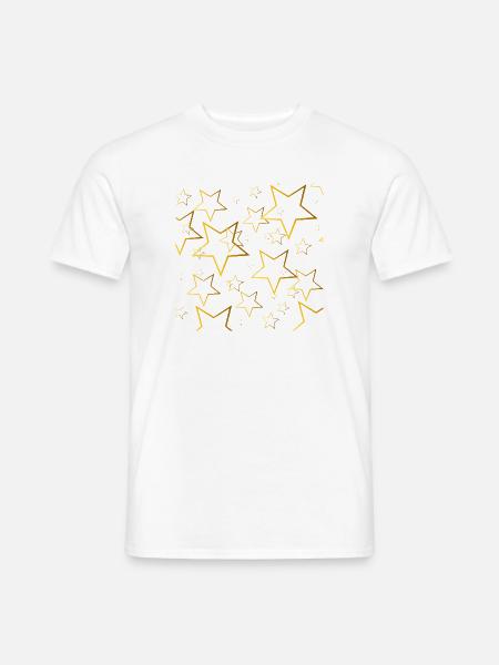 Goldene Sternenpracht Minimalistisch Sterne Muster - Männer T-Shirt - Weiß
