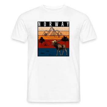 Nature norvégienne et motif de l’orignal - T-shirt homme - blanc - Devant - AI Model Male 178 dark (178cm)