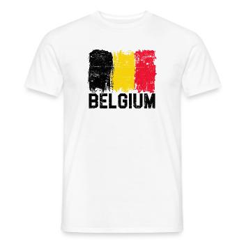 Coups de pinceau du drapeau belge - T-shirt homme - blanc - Devant - AI Model Male 178 dark (178cm)