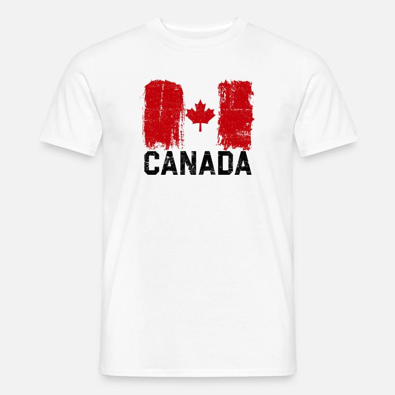Art de feuilles d’érable avec drapeau du Canada Grunge - T-shirt homme - blanc