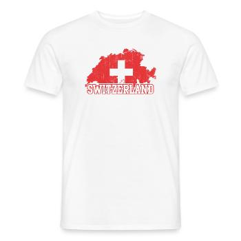 Schweizer Kartenkreuz-Emblem mit Silhouetten - Männer T-Shirt - Weiß - Vorne - AI Model Male 178 dark (178cm)