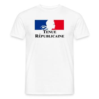 Tenue Républicaine - T-shirt homme - blanc - Devant - AI Model Male 178 dark (178cm)