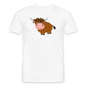 Highland cattle cow - Men's T-Shirt - white - Front - AI Model Male 178 dark (178cm)