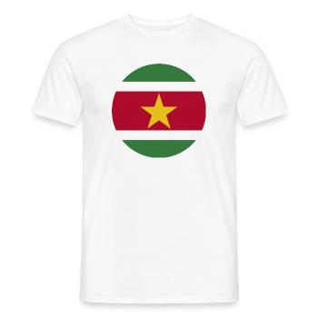 runde Aufkleberfahne der Suriname Aufkleber Geschenkidee - Männer T-Shirt - Weiß - Vorne - AI Model Male 178 dark (178cm)