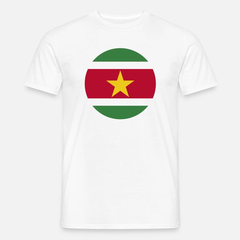 runde Aufkleberfahne der Suriname Aufkleber Geschenkidee - Männer T-Shirt - Weiß