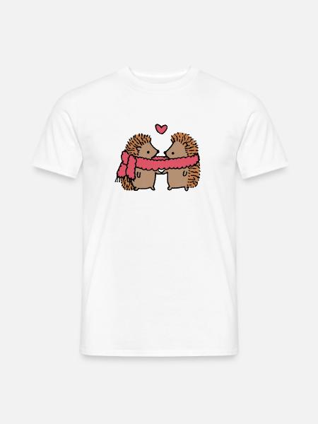 Kuschelige Igel mit Herzmotiv - Männer T-Shirt - Weiß