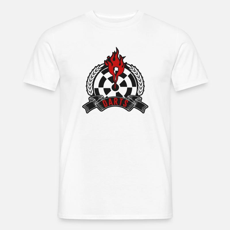 Flammendes Dartboard Emblem - Männer T-Shirt - Weiß