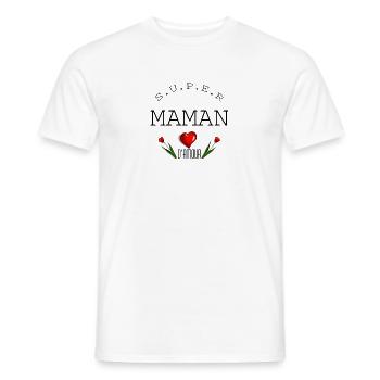 super maman d'amour maman de l'année - T-shirt homme - blanc - Devant - AI Model Male 178 dark (178cm)