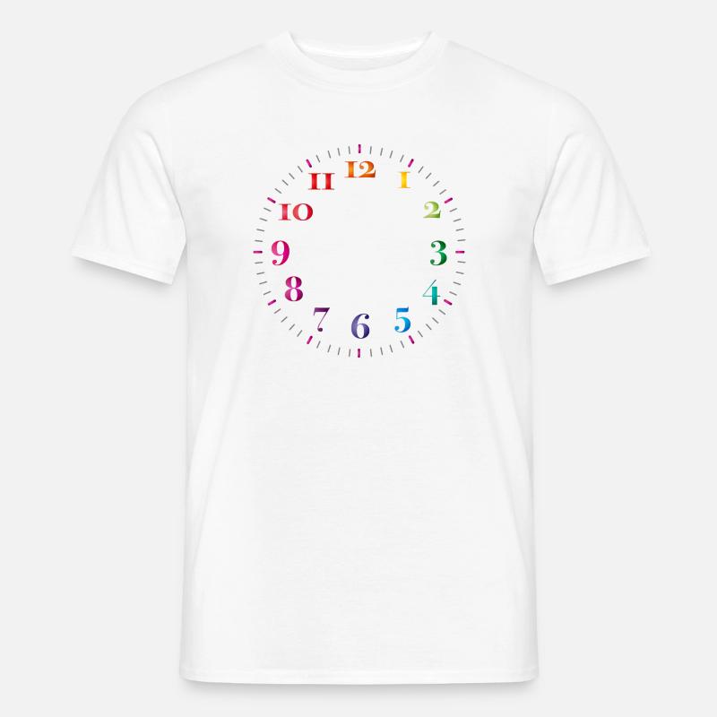 Dial with colored digits without clock hands - Men’s T-shirt - white