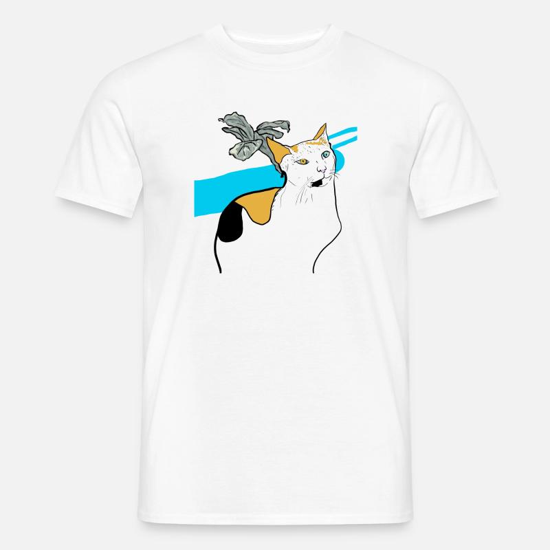 sitzende Katze - Männer T-Shirt - Weiß
