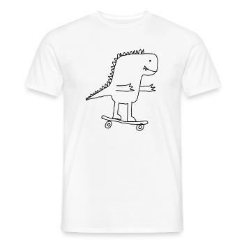Dino sur Skateboard - Dessin animé cool pour les nerds - T-shirt homme - blanc - Devant - AI Model Male 178 dark (178cm)