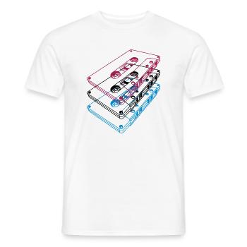 Cassette 3D – Mixtape rétro Perspective vintage - T-shirt homme - blanc - Devant - AI Model Male 178 dark (178cm)