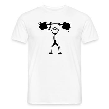 Logo, emblème de l’haltérophile de musculation - T-shirt homme - blanc - Devant - AI Model Male 178 dark (178cm)
