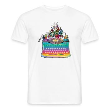 kunterbunte antike Schreibmaschine mit Buchstaben - Männer T-Shirt - Weiß - Vorne - AI Model Male 178 dark (178cm)