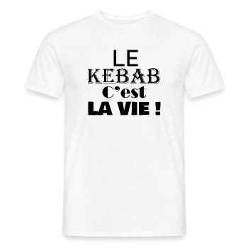 le KEBAB c'est la vie viande à griller fast food - T-shirt homme - blanc - Devant - AI Model Male 178 dark (178cm)