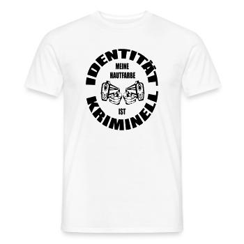 Identität ist keine Hautfarbe Satire Design - Männer T-Shirt - Weiß - Vorne - AI Model Male 178 dark (178cm)