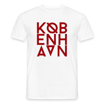 København Typo Monogram in Crimson Red - Men's T-Shirt - white - Front - AI Model Male 178 dark (178cm)