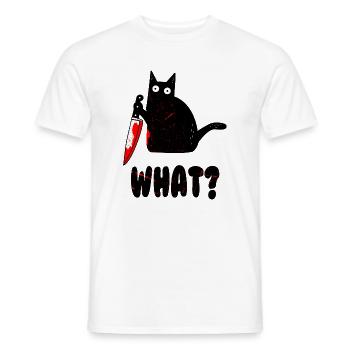 Cat What? Funny Black Cat Shirt, Murder cat cat - Men's T-Shirt - white - Front - AI Model Male 178 dark (178cm)