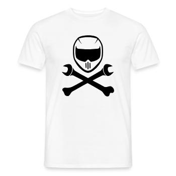 Casque de moto de sport avec clé de cuisine - T-shirt homme - blanc - Devant - AI Model Male 178 dark (178cm)