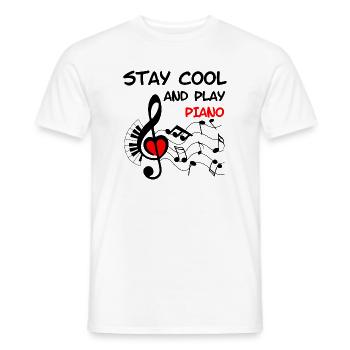 Musiktaste mit Herz und Klavier Cool bleiben - Männer T-Shirt - Weiß - Vorne - AI Model Male 178 dark (178cm)