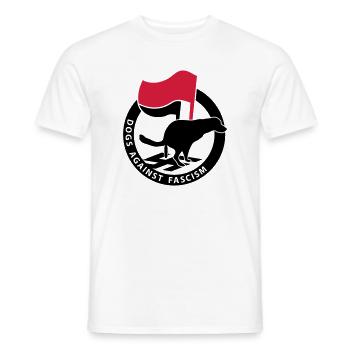 "Dogs Against Fascism" for Antifa Dog Owners - Men's T-Shirt - white - Front - AI Model Male 178 dark (178cm)