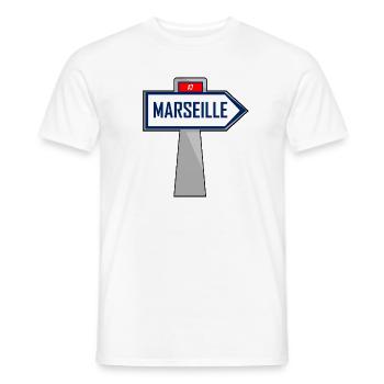 T-shirt logo humour Marseille Direction - T-shirt homme - blanc - Devant - AI Model Male 178 dark (178cm)